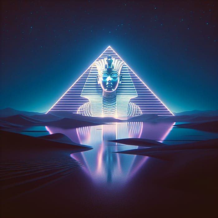 Blade Runner Style Egyptian Pyramid with Nighttime Priestess Face