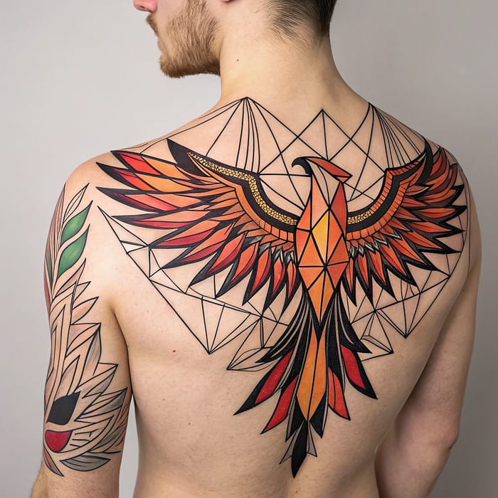 Geometrical Phoenix Tattoo for Men | Unique Designs