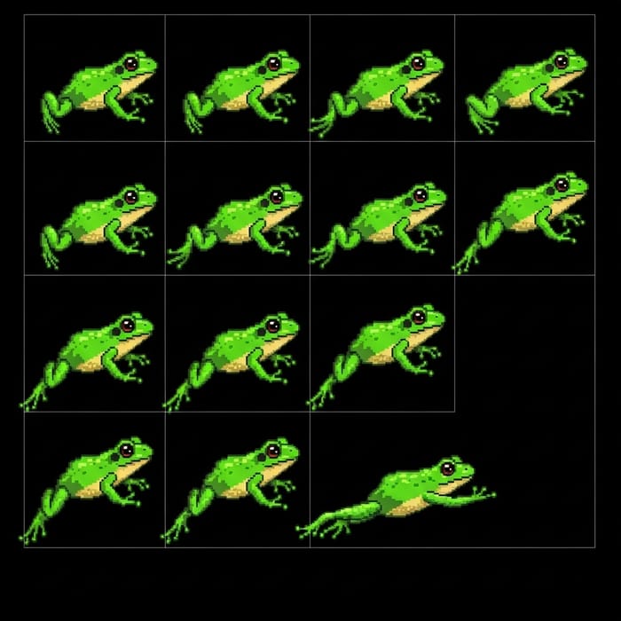 Frog Jump Animation in 9 Frames