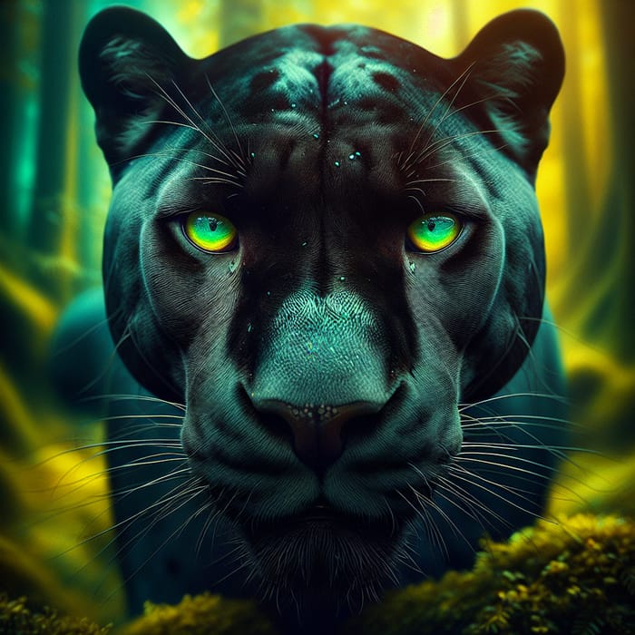 Majestic Black Panther with Surreal Colors