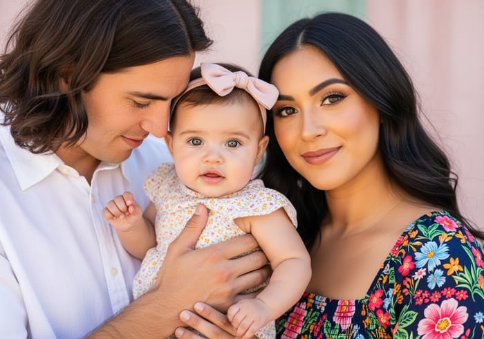 Adorable Mixed Race Baby Girl with Green Eyes