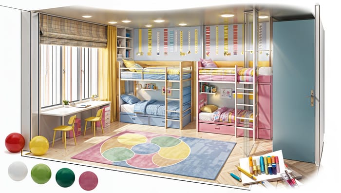 Creative Kids Room Design with Triple Bunk Beds