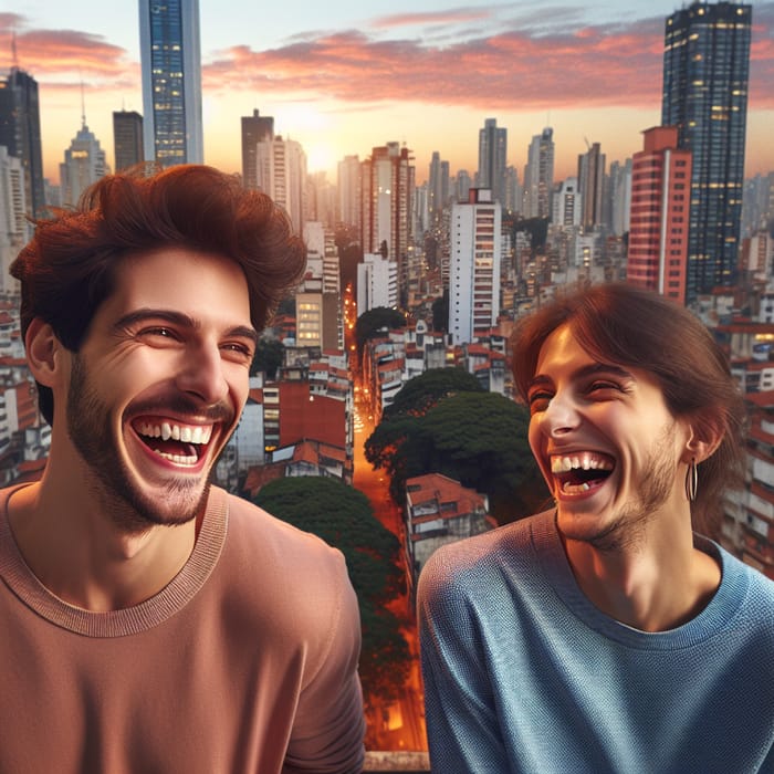 Laughing Together in a Stunning Cityscape