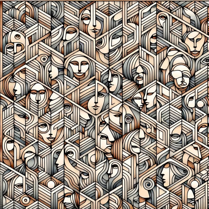 Complex Tessellation with Interlocking Shapes Featuring Faces