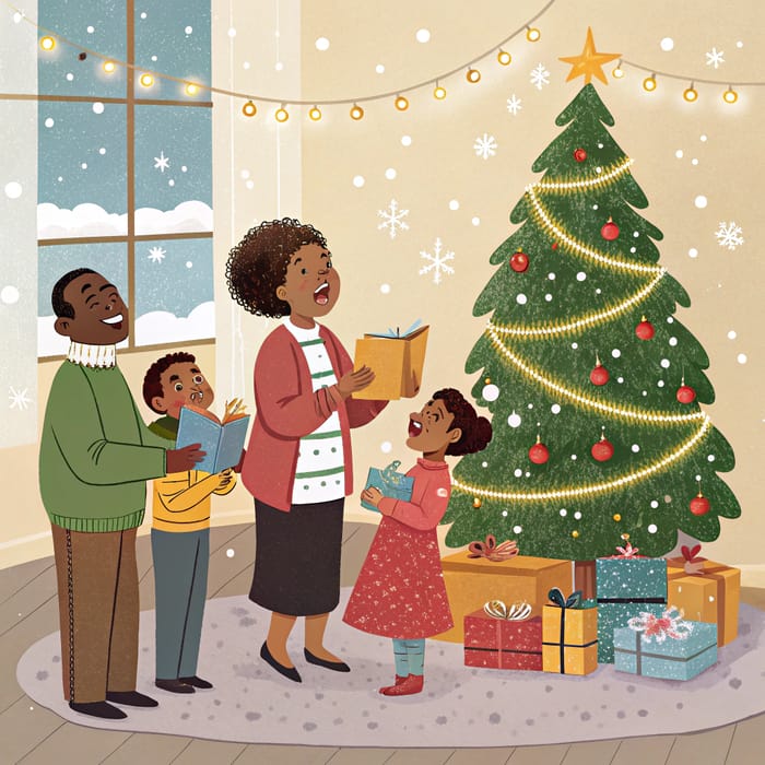 Heartwarming Christmas Celebration Illustration