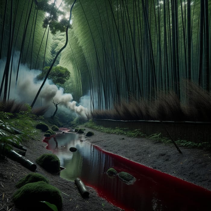 Mystical Bamboo Forest with Dark Waters