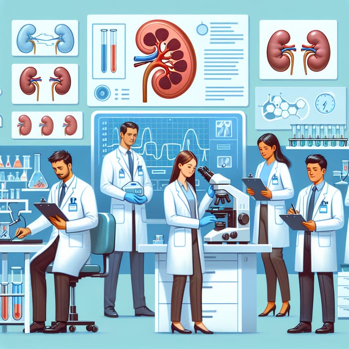 Nephrology Research Team in Laboratory - Multicultural Scientists at Work