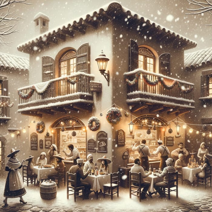 Warm and Festive Mexican Scene in Sepia Tones