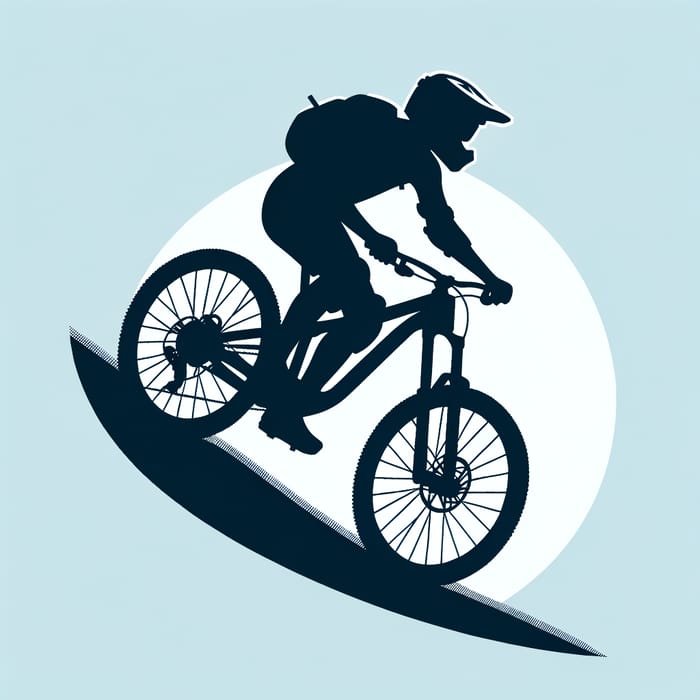 Sleek Mountain Biker Silhouette | Downhill Vector Art