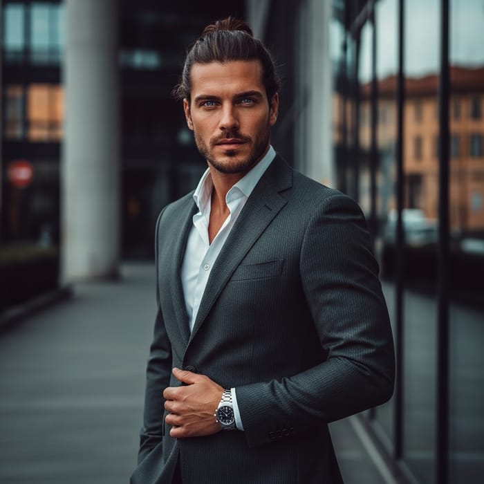 Attractive 40-Year-Old Italian Man in Gray Suit Attractive 40-Year-Old Italian Man in Gray Suit