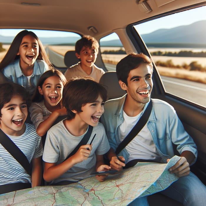 Brown Kids Enjoying Road Trip Adventure