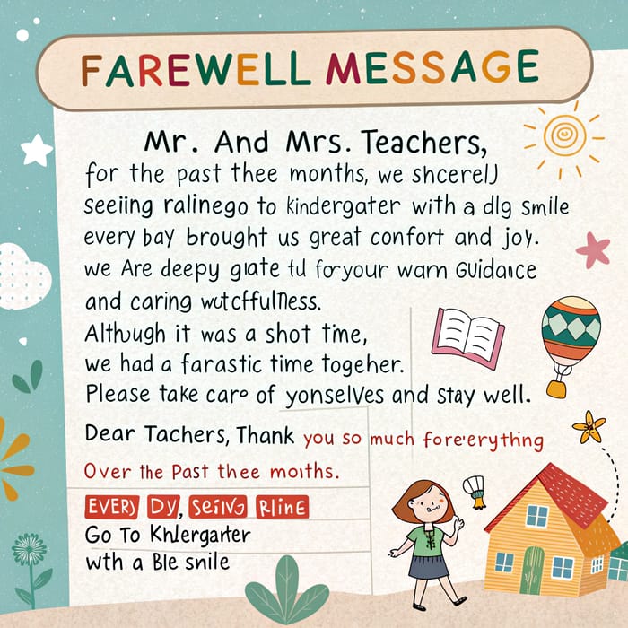 Design Adorable Farewell Postcard for Kids