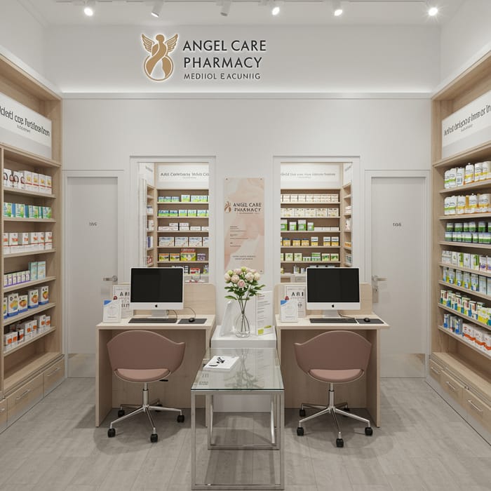 Angel Care Pharmacy Design: 8x8m Layout & Features