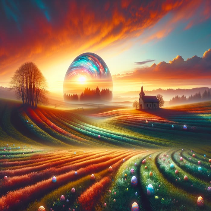 Tranquil Easter Sunrise Landscape: A Dreamlike Celebration