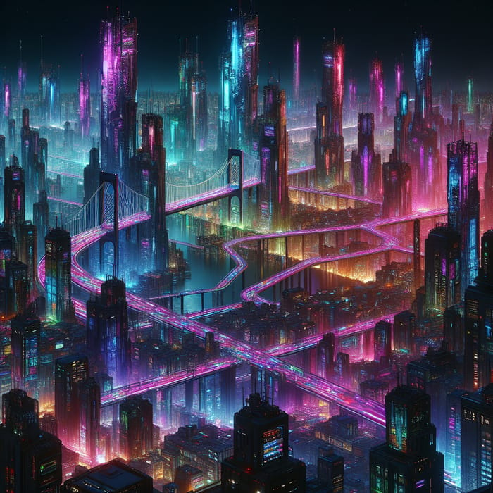 Shimmering Cyberpunk Cityscape: A Futuristic Vision