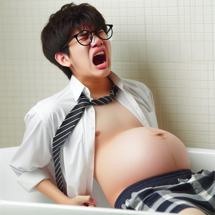 Korean Teenage Boy in Labor | Pregnant Belly Pushing Scene