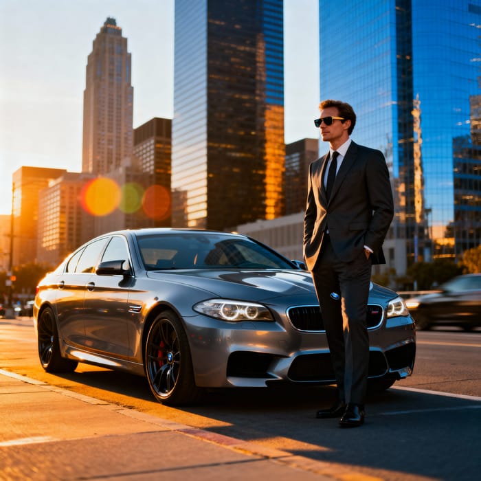Stylish BMW M5 F10 in a Dynamic Urban Scene Stylish BMW M5 F10 in a Dynamic Urban Scene
