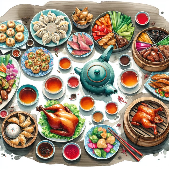 Traditional Chinese Cuisine: A Watercolor Journey