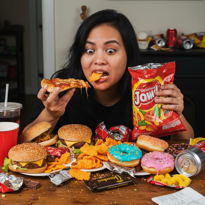 Obsessed with Junk Food: A Hyperrealistic Portrait Obsessed with Junk Food: A Hyperrealistic Portrait
