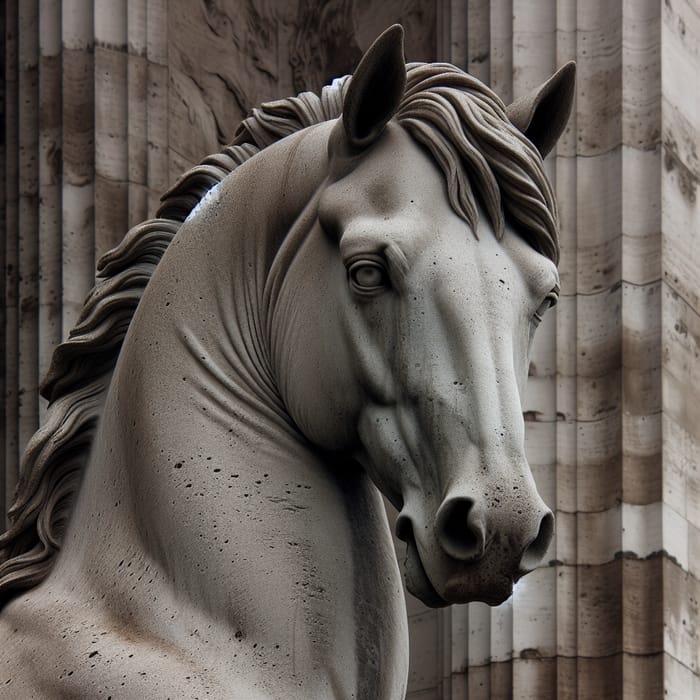 Decomposing Gray Horse Statue with Unique Features