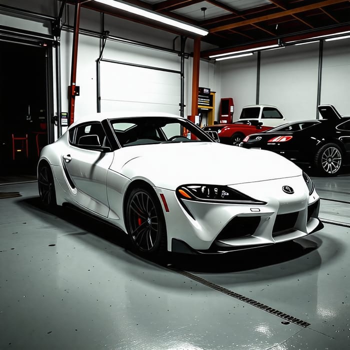 Stunning White Toyota Supra MK4 in Garage