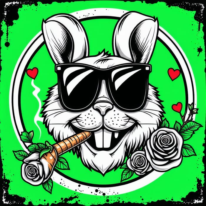 Smug Bunny Logo - Unique Line Art Design