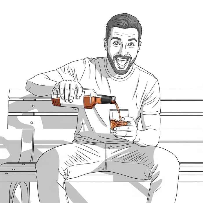 Excited Man Pouring Alcohol in Realistic Art