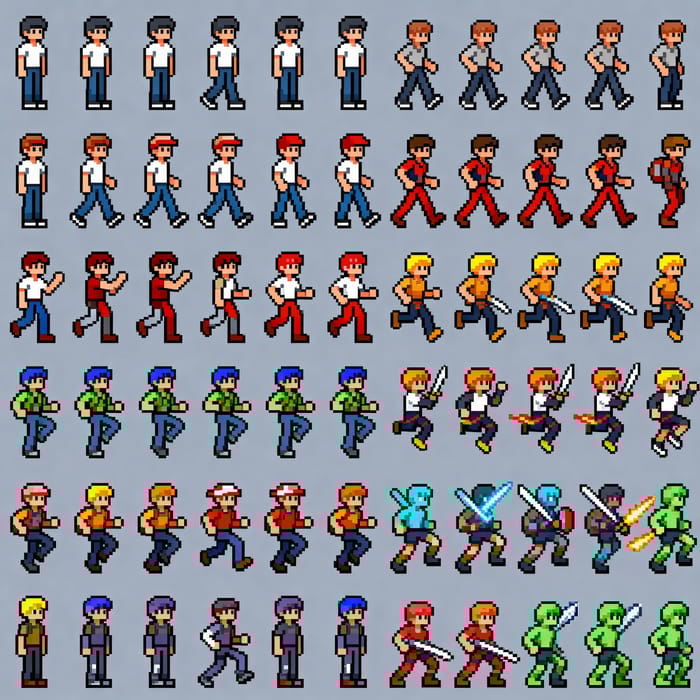 Pixel Art Game Sprite Sheet for Indie Games Pixel Art Game Sprite Sheet for Indie Games