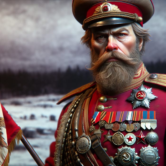 Soviet Soldier - Bold and Patriotic Slavic Warrior