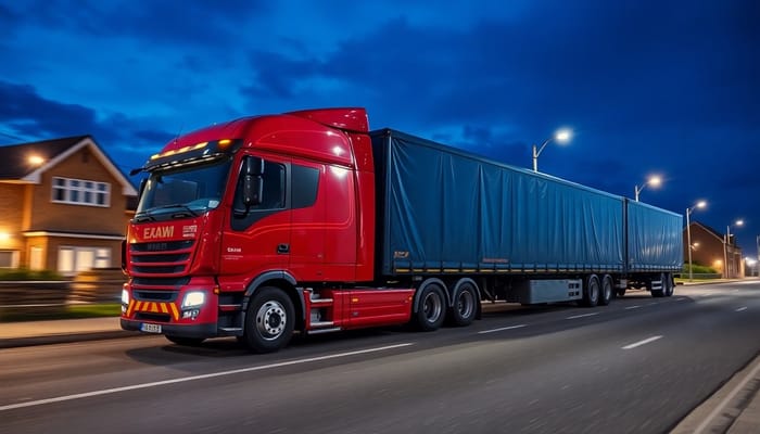 European-Style Trucks at Night: Moving Wheels