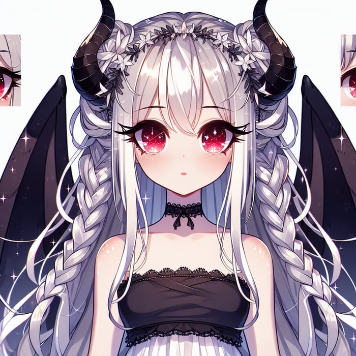 Enchanting Anime Character with Long Braided White Hair and Red Eyes