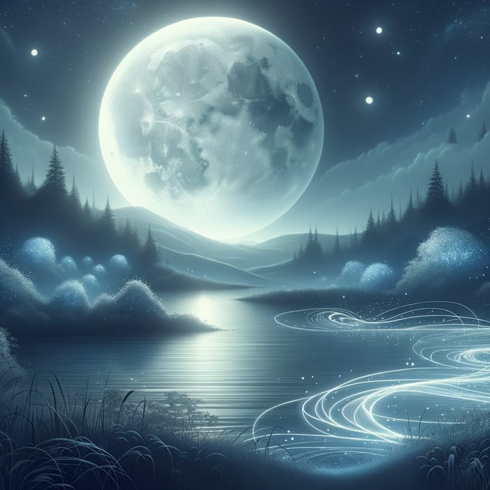 Moonlit Night Serenity with Twinkling Stars and Calming Moon Glow