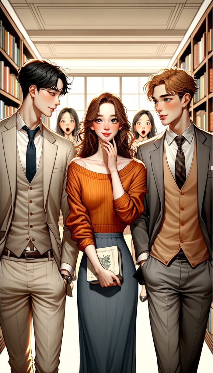 Library Love Triangle: Two Men, One Woman