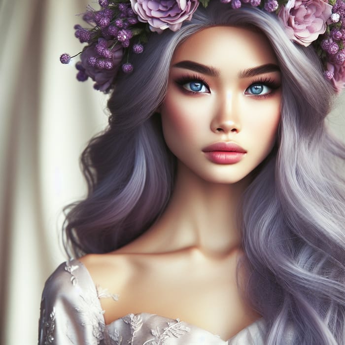 Thyla: Captivating Beauty with Lilac Hair & Blue Eyes