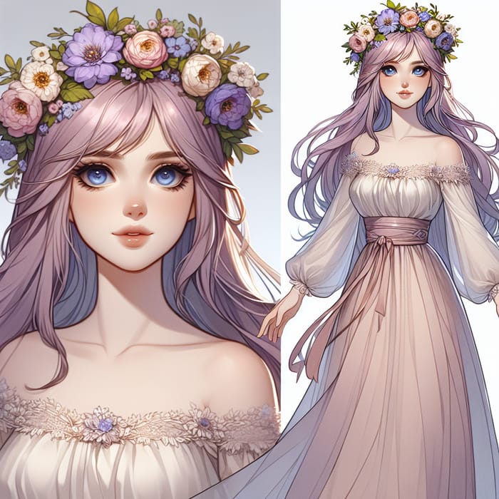 Thyla: Serene Maiden with Lilac Hair & Blue Eyes