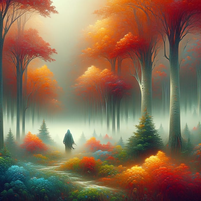 Mysterious Figure in Misty Forest | Enigma & Tranquility