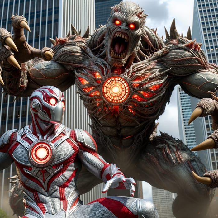 Diagao Ultraman vs Monstrous Creature in Cityscape