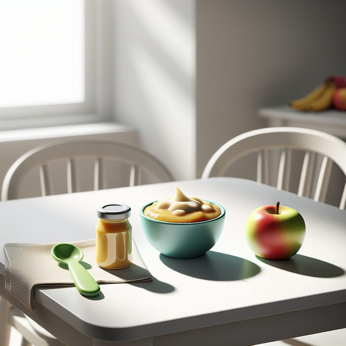 Healthy Children's Fruit Puree in Colorful Bowl