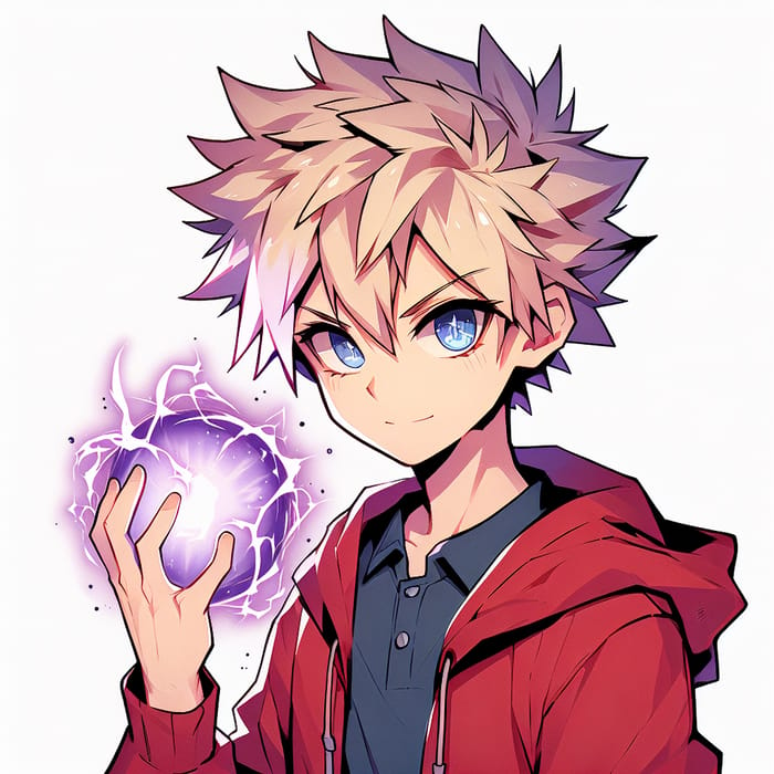 Naruto with Purple Rasengan in Red Hoodie - Anime Illustration