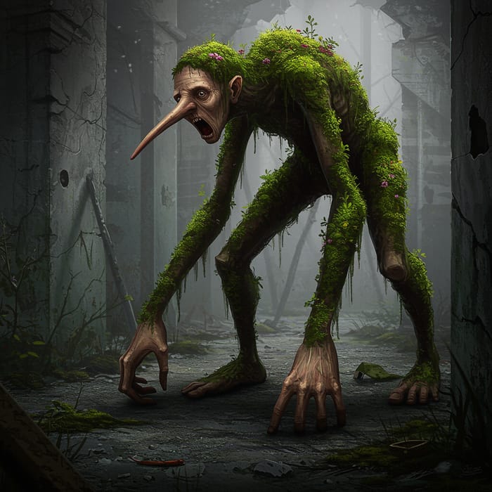 Creepy and Dark Creature in Abandoned Space Creepy and Dark Creature in Abandoned Space
