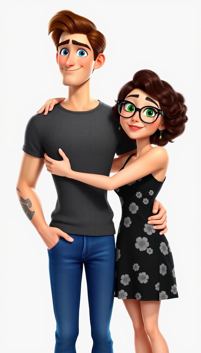 Pixar Style Couple Illustration - Unique Art