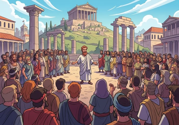 Paul at the Areopagus: A Cartoon Scene Paul at the Areopagus: A Cartoon Scene