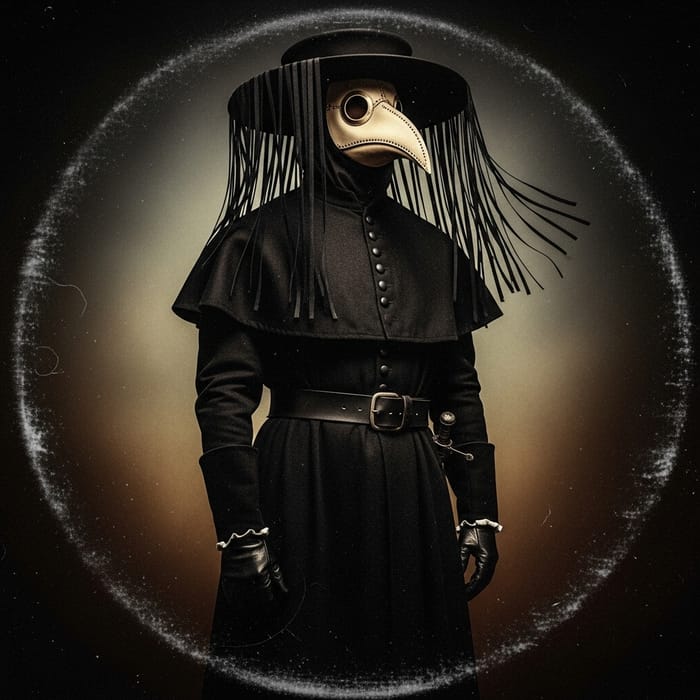 1950s Style Album Cover with Plague Doctor
