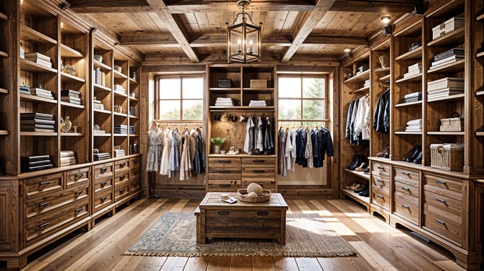 Rustic Walk-In Closet Interior Design Ideas