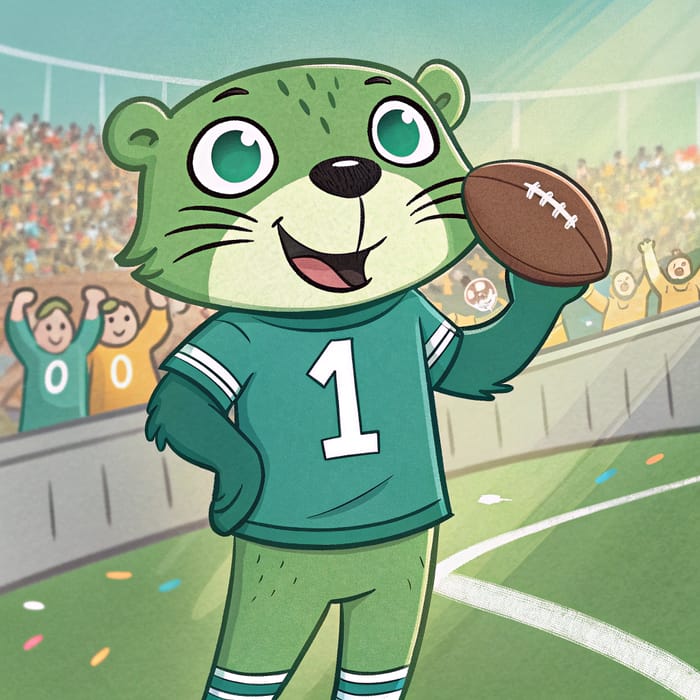 Green Otter Mascot for Football Team