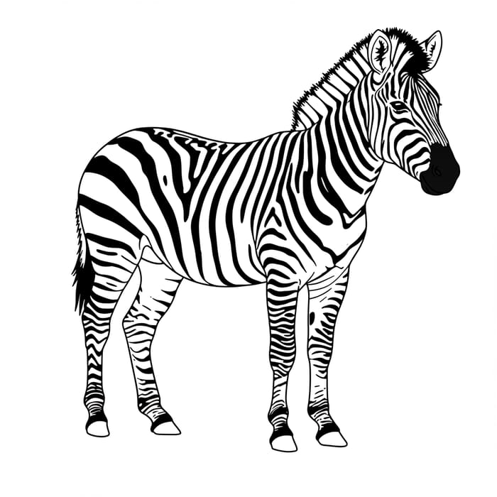 Zebra Outline Art for All Ages - Black and White Design