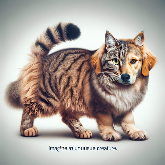 Cat Dog Hybrid: Unusual Furry Creature with Cat and Dog Features