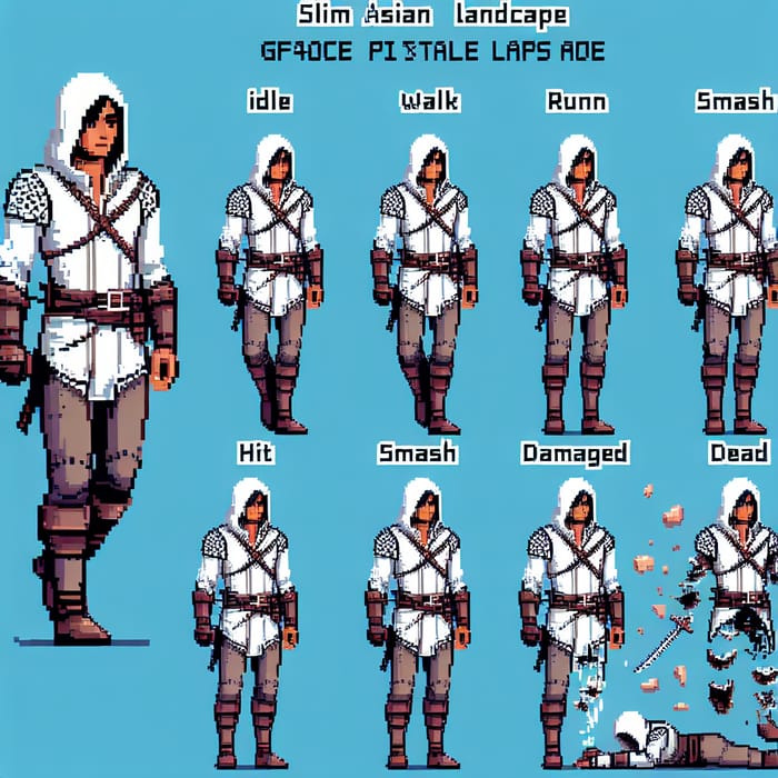 Pixel Art South Asian Assassin Character Poses