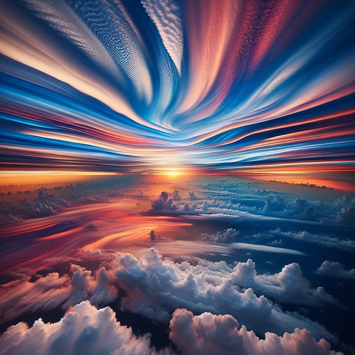 Stunning Sunset Sky: White-Blue-Pink-Orange Clouds