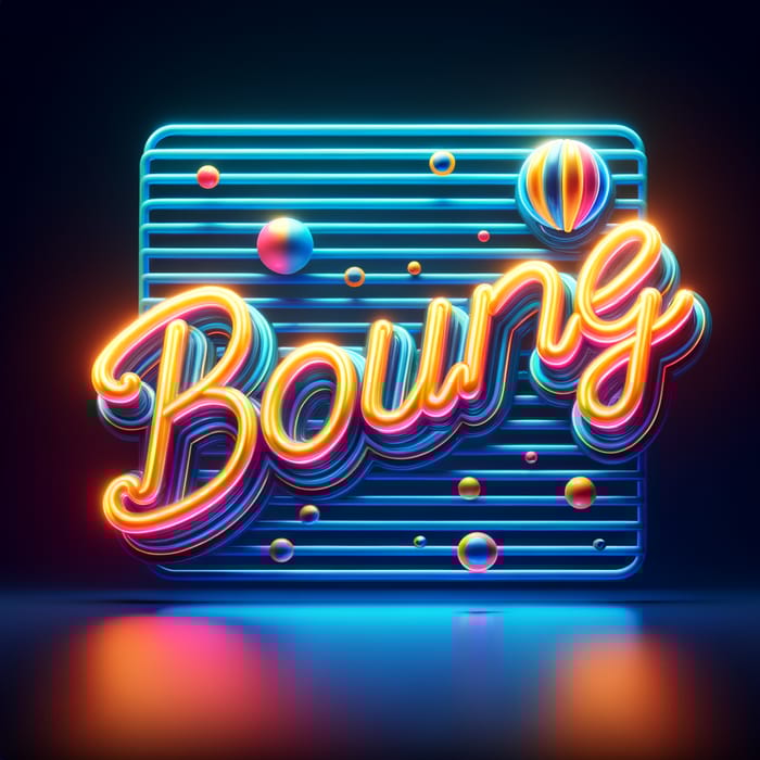 3D Bouncy Neon Word in Artistic Font